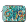 Teal Green Octopus Vintage Map Chic Laptop Sleeve 13