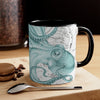 Teal Green Octopus Vintage Map Ink Art Accent Coffee Mug 11Oz