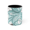 Teal Green Octopus Vintage Map Ink Art Accent Coffee Mug 11Oz