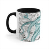 Teal Green Octopus Vintage Map Ink Art Accent Coffee Mug 11Oz