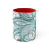 Teal Green Octopus Vintage Map Ink Art Accent Coffee Mug 11Oz Red /