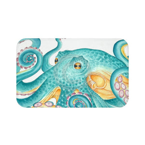 Teal Green Octopus Watercolor Bath Mat 34 × 21 Home Decor