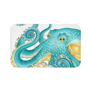 Teal Green Octopus Watercolor Ii Bath Mat 34 × 21 Home Decor