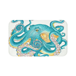 Teal Green Octopus Watercolor Iii Bath Mat 34 × 21 Home Decor