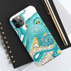 Teal Kraken Octopus On Black Exotic Case Mate Tough Phone Cases
