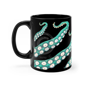 Teal Kraken Octopus Tentacles Black Mug 11Oz Mug