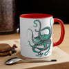 Teal Octopus Dance Watercolor On White Art Accent Coffee Mug 11Oz