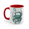Teal Octopus Dance Watercolor On White Art Accent Coffee Mug 11Oz