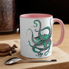 Teal Octopus Dance Watercolor On White Art Accent Coffee Mug 11Oz