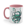 Teal Octopus Dance Watercolor On White Art Accent Coffee Mug 11Oz