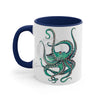 Teal Octopus Dance Watercolor On White Art Accent Coffee Mug 11Oz