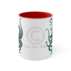 Teal Octopus Dance Watercolor On White Art Accent Coffee Mug 11Oz