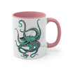 Teal Octopus Dance Watercolor On White Art Accent Coffee Mug 11Oz