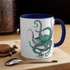 Teal Octopus Dance Watercolor On White Art Accent Coffee Mug 11Oz