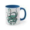 Teal Octopus Dance Watercolor On White Art Accent Coffee Mug 11Oz