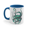 Teal Octopus Dance Watercolor On White Art Accent Coffee Mug 11Oz