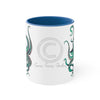 Teal Octopus Dance Watercolor On White Art Accent Coffee Mug 11Oz Blue /