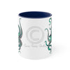 Teal Octopus Dance Watercolor On White Art Accent Coffee Mug 11Oz Navy /