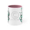 Teal Octopus Dance Watercolor On White Art Accent Coffee Mug 11Oz Pink /