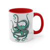 Teal Octopus Dance Watercolor On White Art Accent Coffee Mug 11Oz Red /