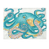 Teal Octopus On Ivory White Watercolor Art Velveteen Plush Blanket 30 × 40 All Over Prints