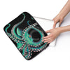 Teal Octopus Tentacles Black Watercolor Art Laptop Sleeve