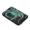 Teal Octopus Tentacles Black Watercolor Art Laptop Sleeve