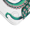 Teal Octopus Tentacles Dance White Bath Mat Home Decor