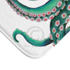 Teal Octopus Tentacles Dance White Bath Mat Home Decor