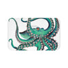 Teal Octopus Tentacles Dance White Bath Mat Large 34X21 Home Decor