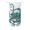 Teal Octopus Tentacles Dance White Polycotton Towel 30X60 Home Decor