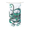 Teal Octopus Tentacles Dance White Polycotton Towel 36X72 Home Decor