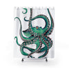 Teal Octopus Tentacles Dance White Shower Curtain 71X74 Home Decor