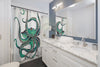 Teal Octopus Tentacles Dance White Shower Curtain Home Decor