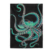 Teal Octopus Tentacles Dane On Black Watercolor Art Velveteen Plush Blanket 30 × 40 All Over Prints