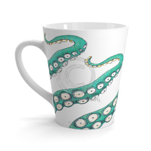 Teal Octopus Tentacles Ink Art Latte Mug 12Oz Mug