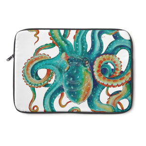 Teal Octopus Tentacles Watercolor Art Laptop Sleeve 13