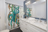 Teal Octopus Tentacles Watercolor Art Shower Curtains Home Decor