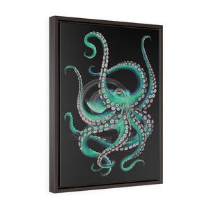 Teal Octopus Vertical Framed Premium Gallery Wrap Canvas 18 × 24