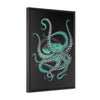 Teal Octopus Vertical Framed Premium Gallery Wrap Canvas 20 × 30
