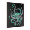 Teal Octopus Vertical Framed Premium Gallery Wrap Canvas 24 × 30