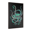 Teal Octopus Vertical Framed Premium Gallery Wrap Canvas 24 × 36