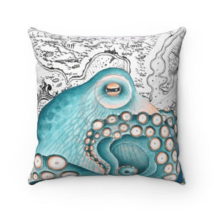 Teal Octopus Vintage Chic Square Pillow 14 X Home Decor