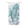 Teal Octopus Vintage Map Ink Art Polycotton Towel 30 × 60 Home Decor
