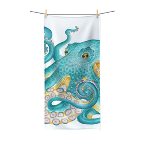 Teal Pink Octopus Kraken Tentacles Ink Polycotton Towel 30 × 60 Home Decor