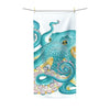 Teal Pink Octopus Kraken Tentacles Ink Polycotton Towel 36 × 72 Home Decor
