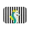 Teal Seahorse Black Stripes Art Bath Mat Small 24X17 Home Decor