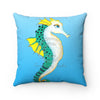Teal Seahorse Blue Watercolor Square Pillow Home Decor