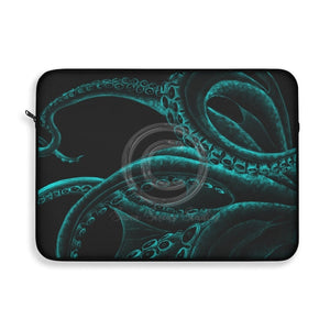Teal Tentacles Octopus Black Ink Art Laptop Sleeve 15