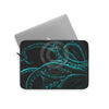 Teal Tentacles Octopus Black Ink Art Laptop Sleeve